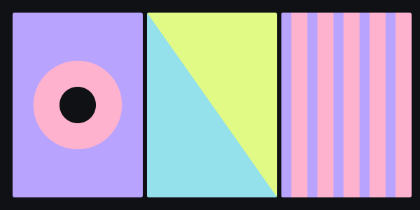 Geometric preview of three-part harmony editable mosaic layout